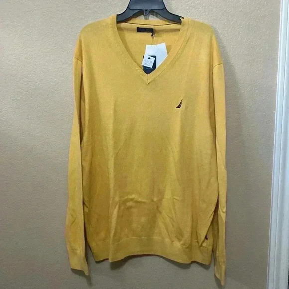 Men’s Navtech by Náutica V-Neck Sweater B2 Size XL Yellow - Picture 1 of 10